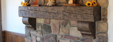 Load image into Gallery viewer, Amish hand hewn and reclaimed barn wood fireplace mantel corbels